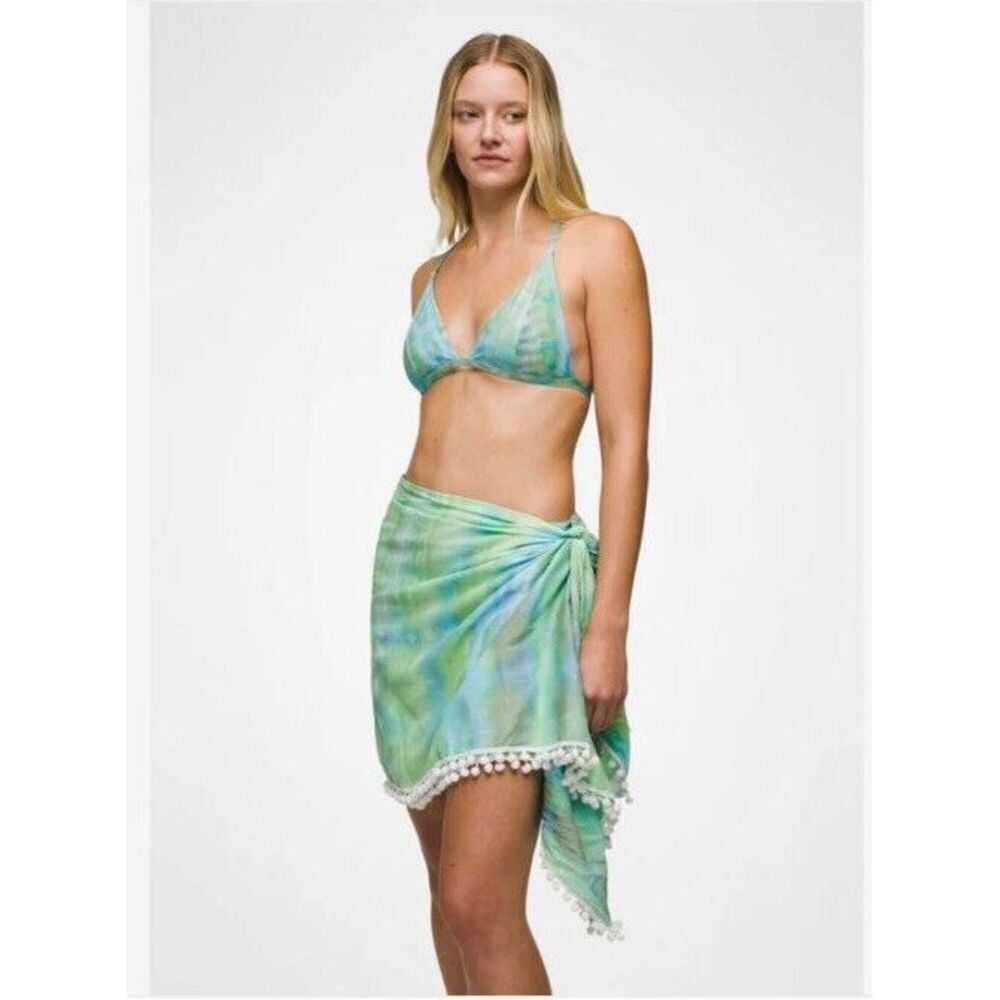 prAna Sunchaser Sarong Crescent Bay Mirage Dye Pom Poms One Size NWT